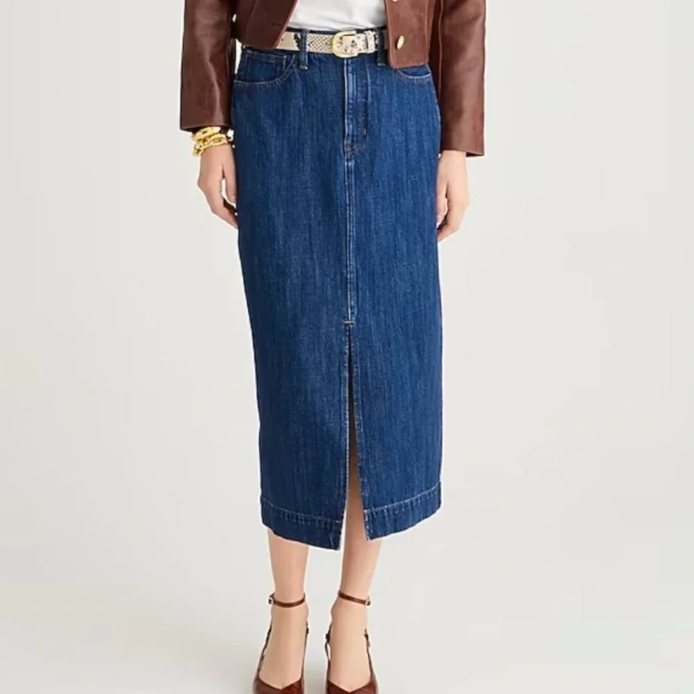 J Crew Denim Midi Skirt in Rinse Wash